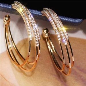 New Sparkle Bling Crystal Hoop Earrings